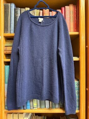 J. Crew Navy Scoop-Neck Lightweight Wool Sweater